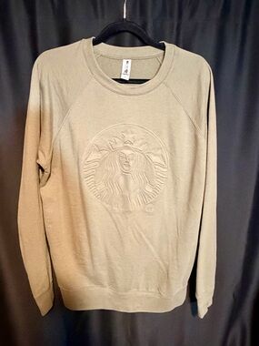 Men's Crewneck Sweatshirt with Embossed Starbucks Logo in Olive